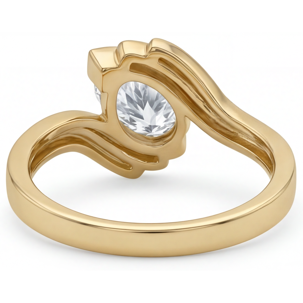 Solitaire Engagement Ring 14 Karat Yellow Gold with Diamond – back view