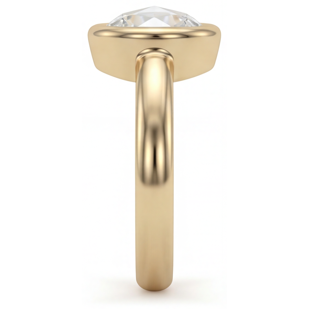 Diamond Round Brilliant Solitaire Engagement Ring in 14K Yellow Gold – profile view