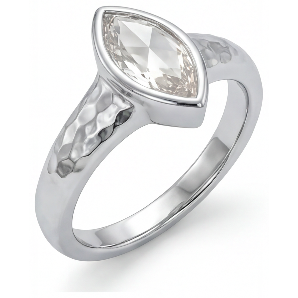 Genuine Diamond Solitaire Ring 1.25 ct 14K White Gold – angle view