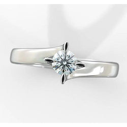 Women Natural Earth Mined Diamond Solitaire Ring 1 Carat Twisted Shank White Gold 14K