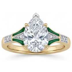 Handcrafted Diamond Solitaire Ring with Accents 2 ct – 14K Two