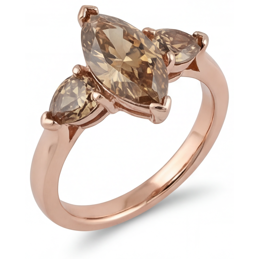 Authentic Diamond Three Stone Ring – side view