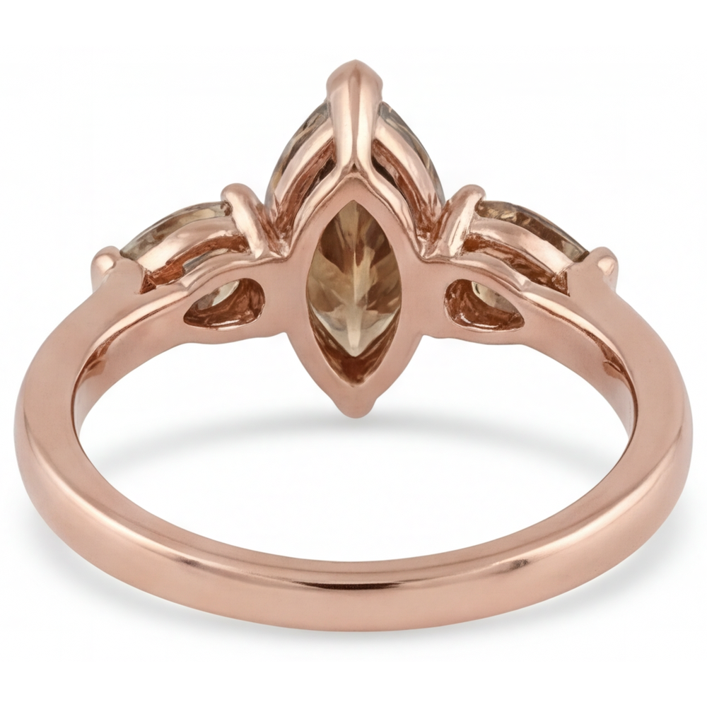 Authentic Diamond Three Stone Ring 1.5 ct 14K Rose Gold – angle view