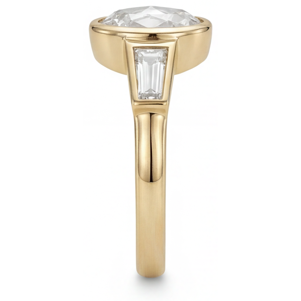 Diamond Three Stone Ring 2-ct 14 Karat Yellow Gold – angle view