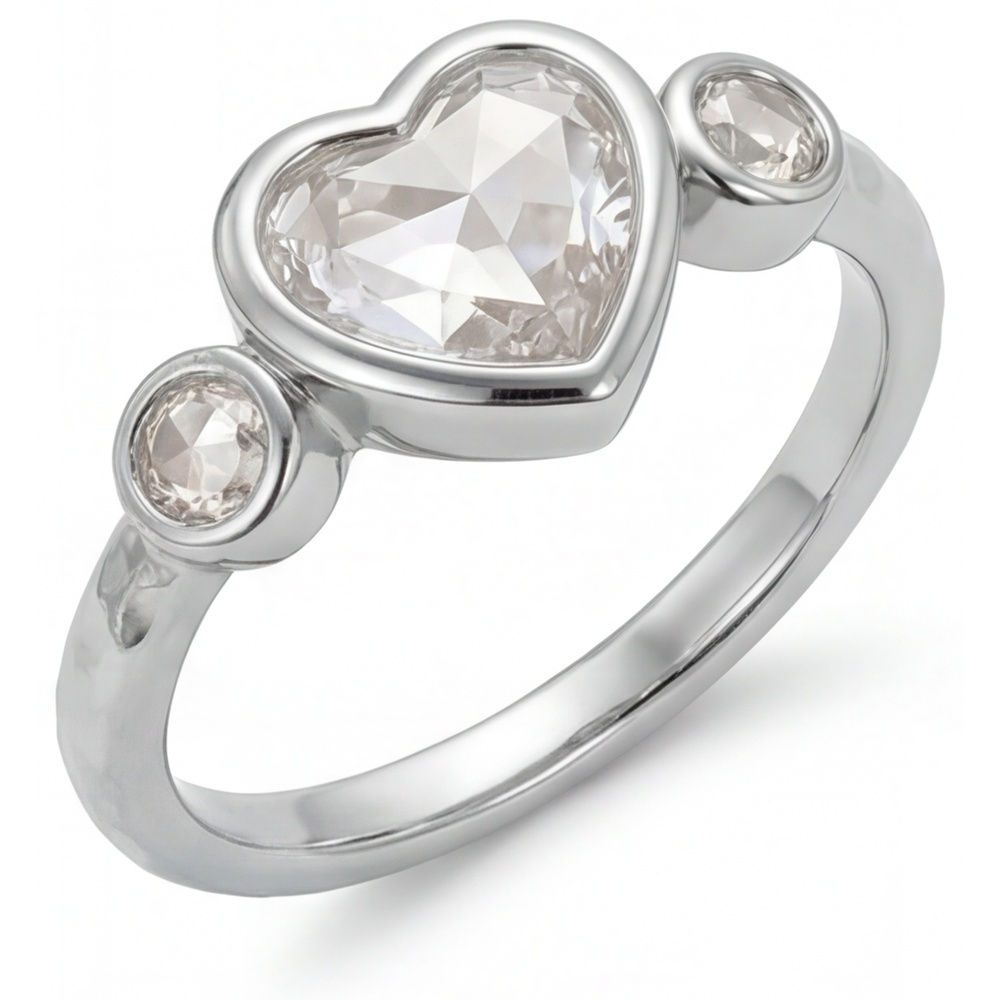 Earth-Mined Diamond Three Stone Ring 2 ct 14K White Gold – front view