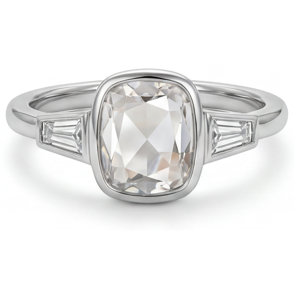 Handcrafted Diamond Three Stone Ring 3 ct – main view