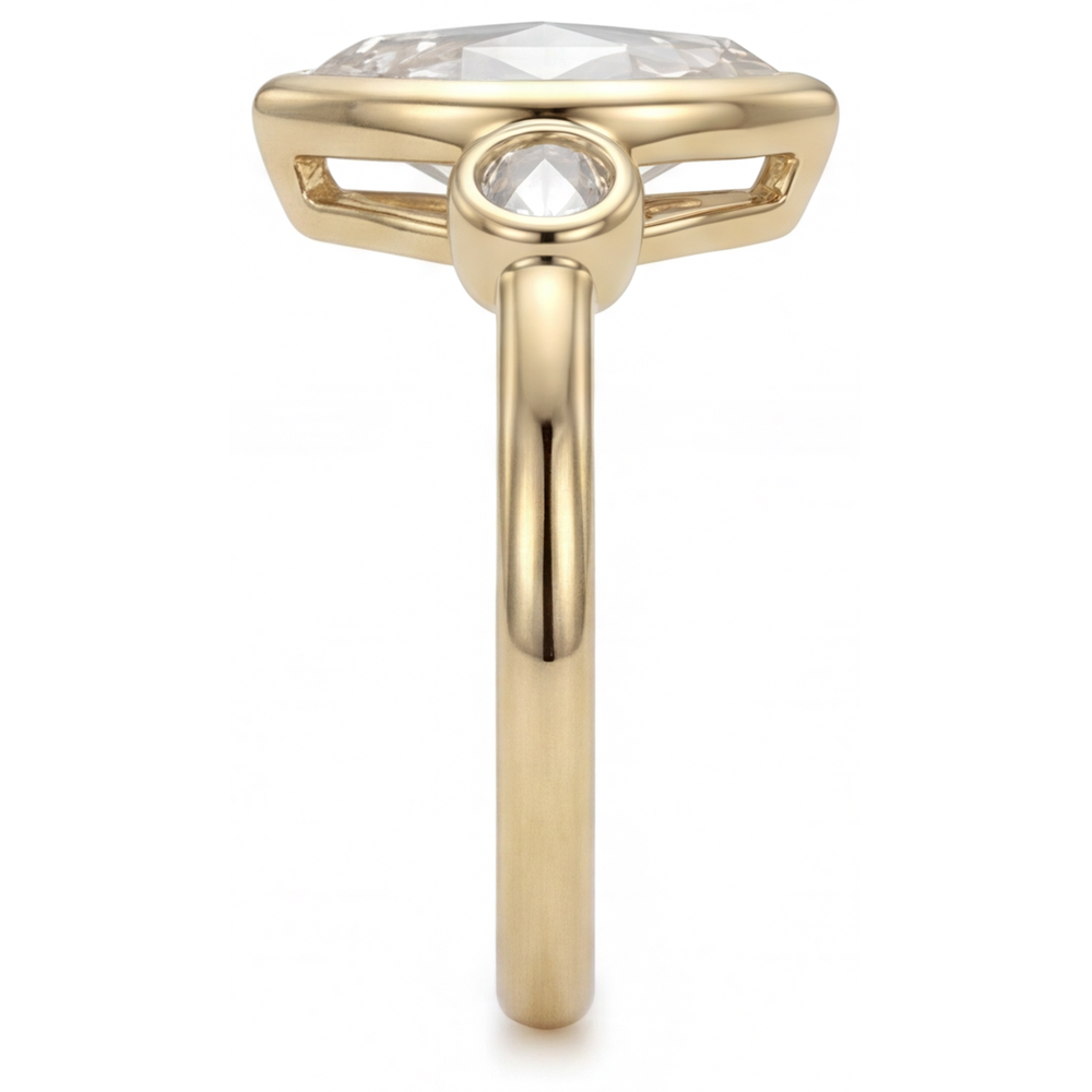 Diamond Marquise Cut Trilogy Ring in 14K Yellow Gold – angle view