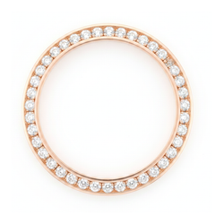Diamond Watch Bezel 1.5 Carat 28 mm To Fit Rolex Datejust Natural 14K Rose Gold Round Pave