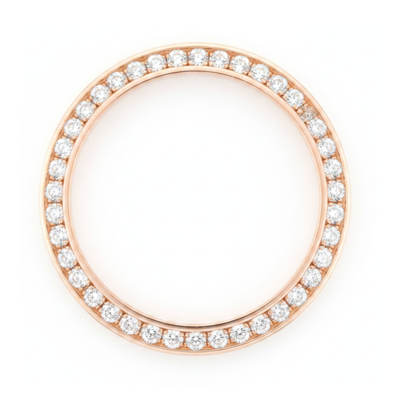 Diamond Watch Bezel 1.5 Carat 28 mm To Fit Rolex Datejust Natural 14K Rose Gold Round Pave