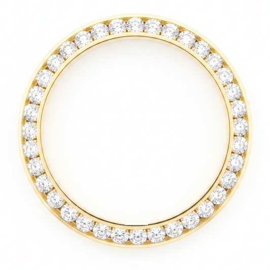 Diamond Watch Bezel 2.5 Carat 28 mm To Fit Rolex Datejust Real Natural 14K Yellow Gold Round
