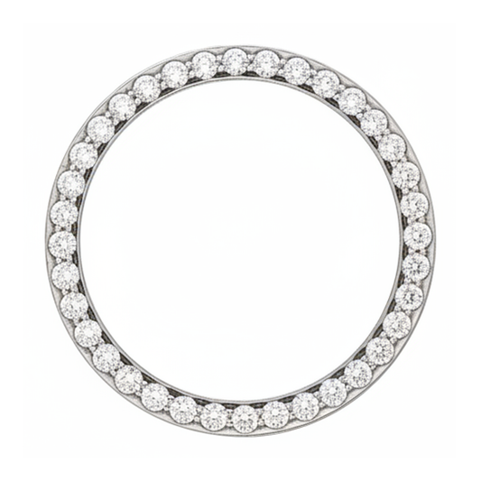 Diamond Watch Bezel 2 Carat 28 mm To Fit Rolex Datejust Natural 14K White Gold Round Pave