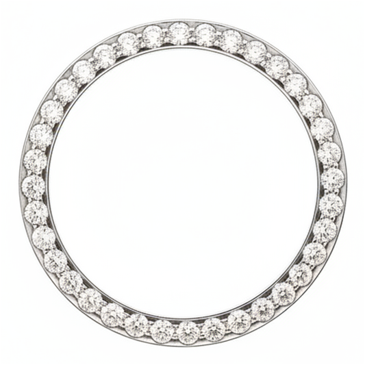Diamond Watch Bezel 2 Carat 28 mm To Fit Rolex Datejust Natural Real Stainless Steel Round Pave