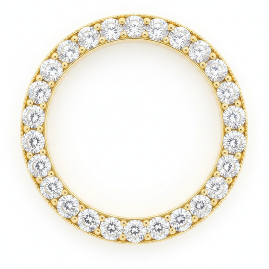 Diamond Watch Bezel 3 Carat 28 mm To Fit Rolex Datejust Natural Real 14K Yellow Gold Round Pave