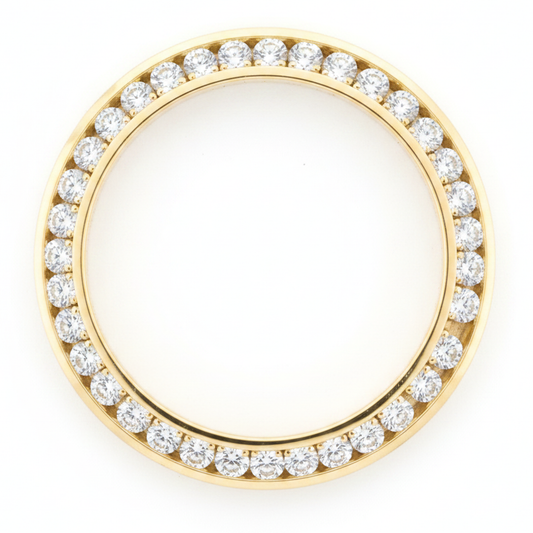 Diamond Watch Bezel 5 Carat 28 mm To Fit Rolex Datejust Natural Real 14K Yellow Gold Round Channel