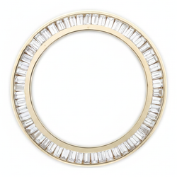 Double Row Baguette Diamond Watch Bezel 2.5 Carat 28 mm To Fit Rolex Datejust Natural 14K Yellow Gold