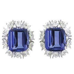 Emerald Ceylon Color Sapphire Marquise IGI CERTIFIED Diamonds 10 Ct Stud Earring
