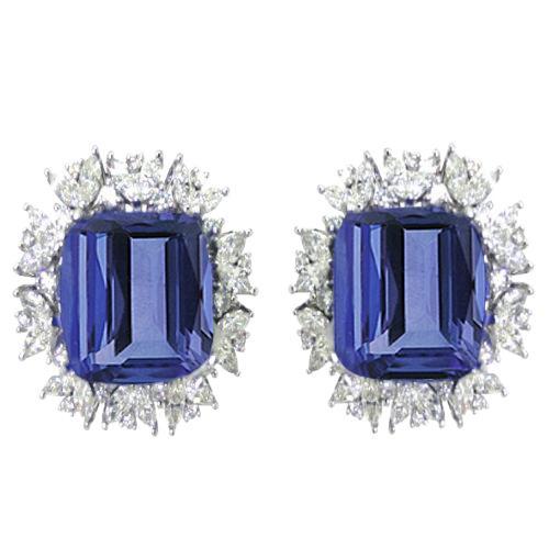 Emerald Ceylon Color Sapphire Marquise IGI CERTIFIED Diamonds 10 Ct Stud Earring