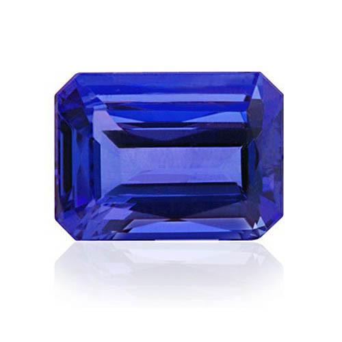 Emerald Cut Blue Tanzanite ring in Gold – main view