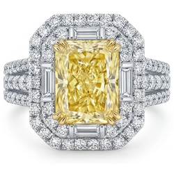 Natural Radiant Fancy Yellow Diamond Halo Setting Ring – 2.5 ct