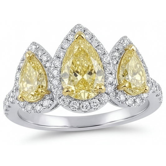 Genuine Fancy Yellow Diamond Ring 1.5 ct 14K Two Tone Gold – main view