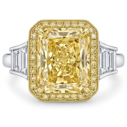 Fancy Yellow Diamond VVS Ring 2 ct in Two-Tone 14K Gold