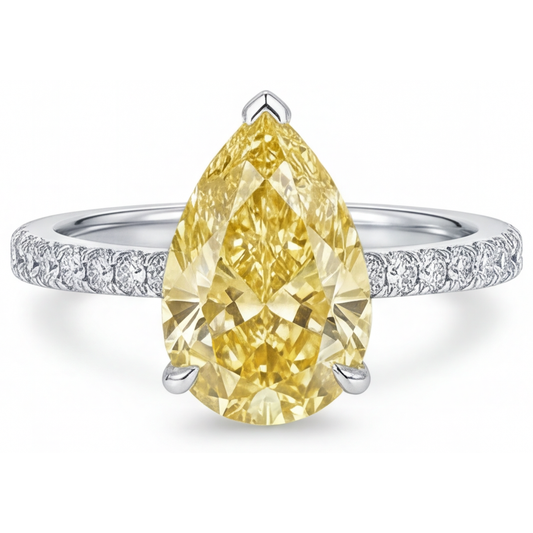 Fancy Yellow Diamond Ring 3-ct 14K White Gold – main view