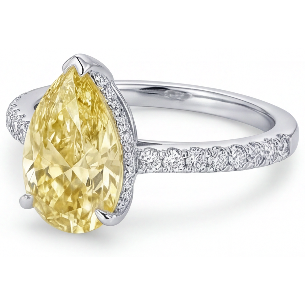 Premium Fancy Yellow Diamond Ring 3 ct – angle view