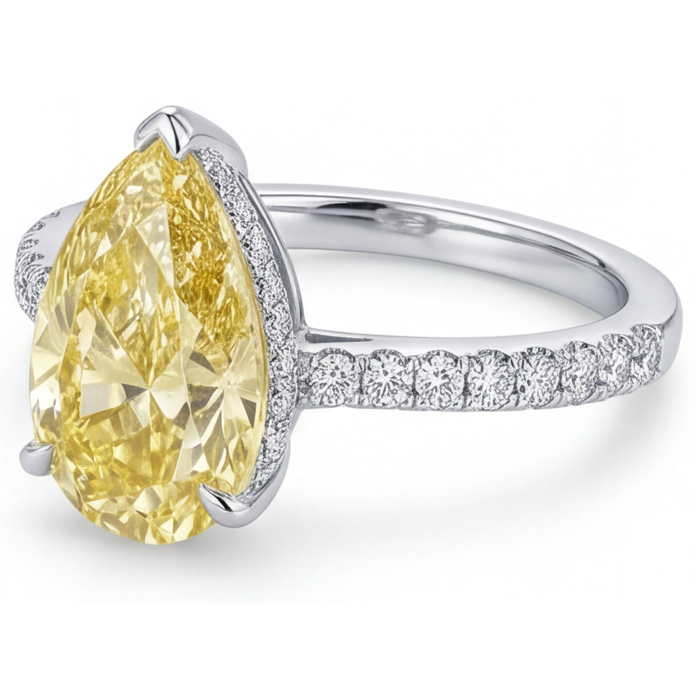 Premium Fancy Yellow Diamond Ring 3 ct – profile view