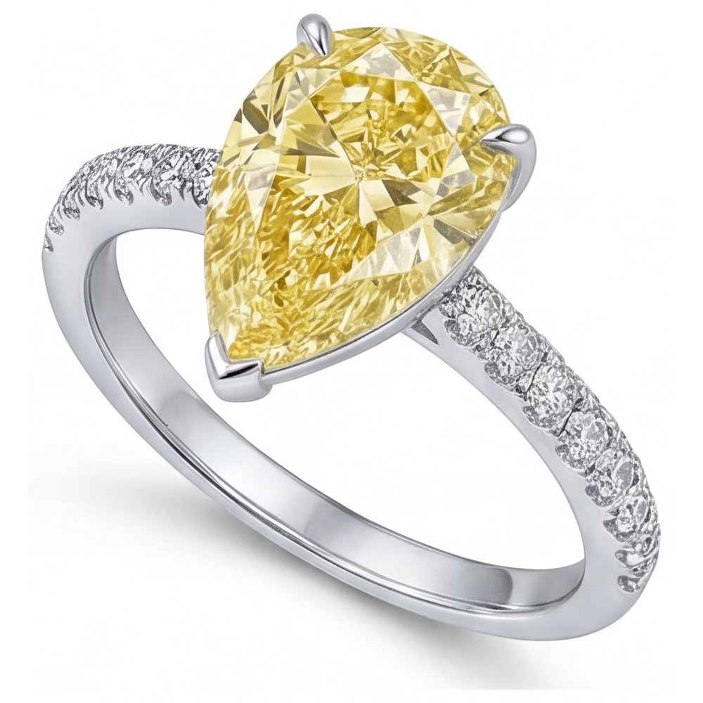 Natural Fancy Yellow Diamond Statement Ring – side view