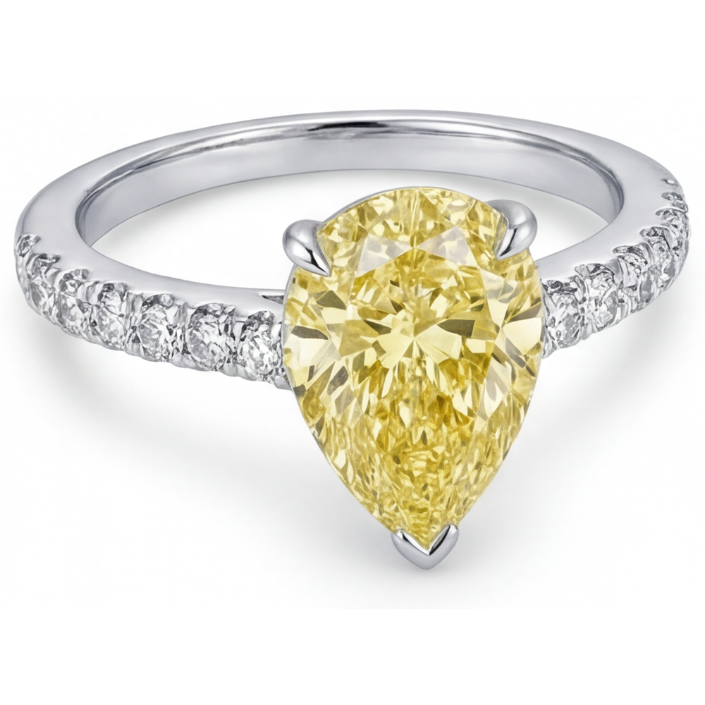 Fancy Yellow Diamond Statement Ring 1.75-ct Two-Tone 14K Gold – angle view