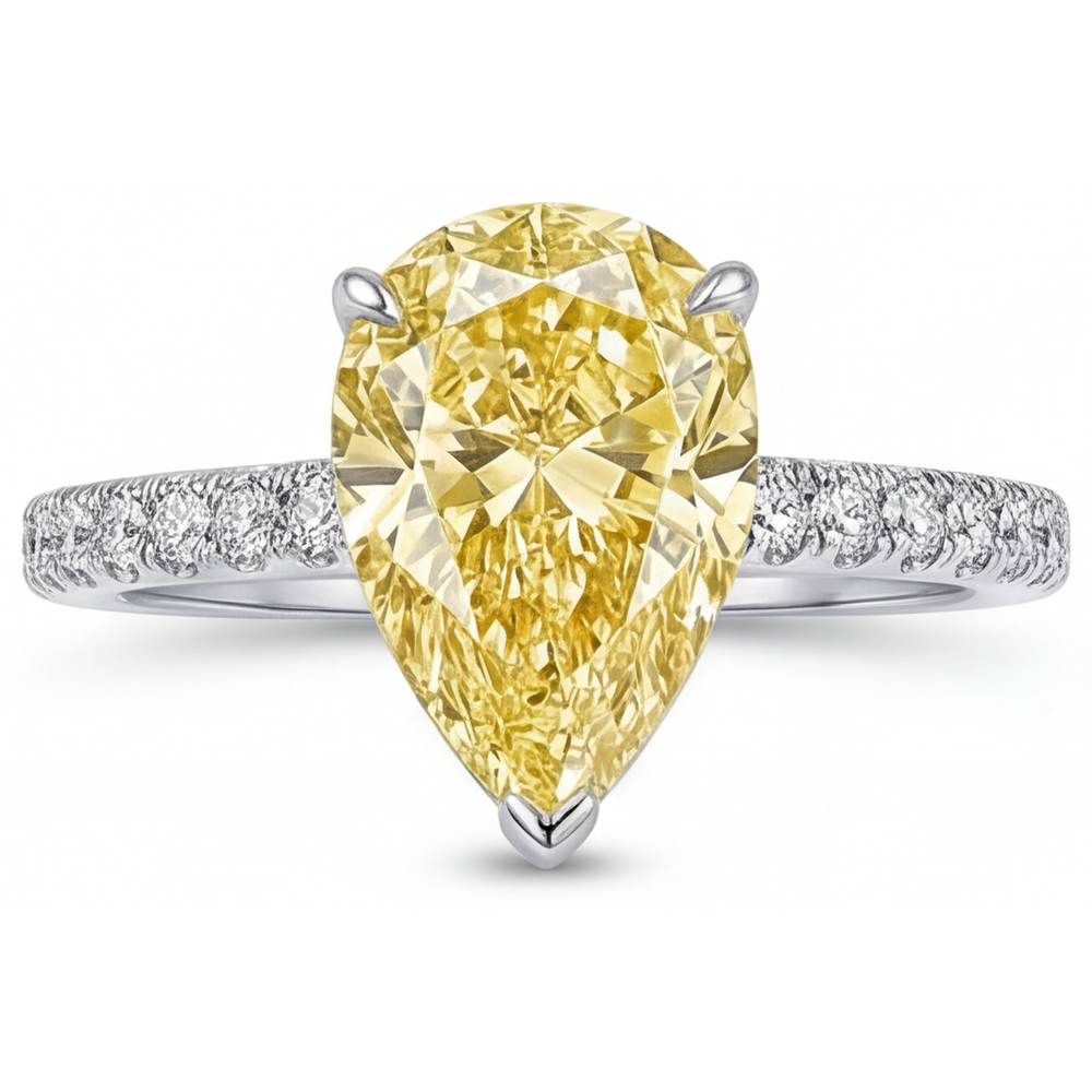 Natural Fancy Yellow Diamond Statement Ring – profile view