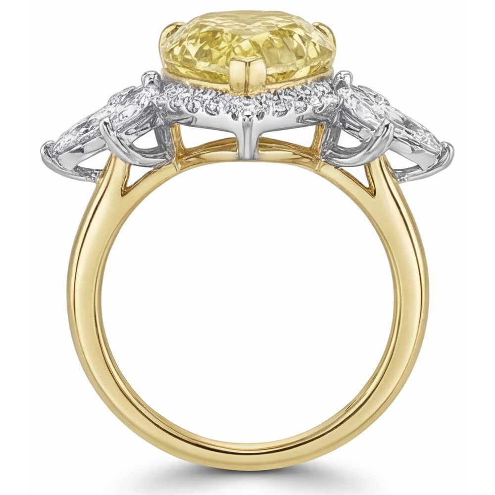 Dazzling Fancy Yellow Diamond Statement Ring 4 ct – top view