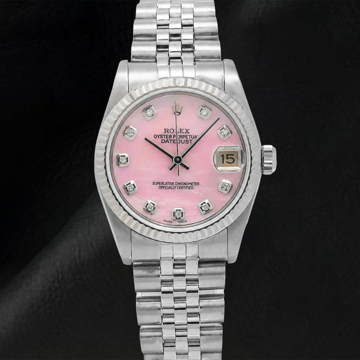 Rolex Datejust 31mm 78274 Pink Mother of Pearl Diamond Dial Stainless Steel Jubilee Bracelet Watch