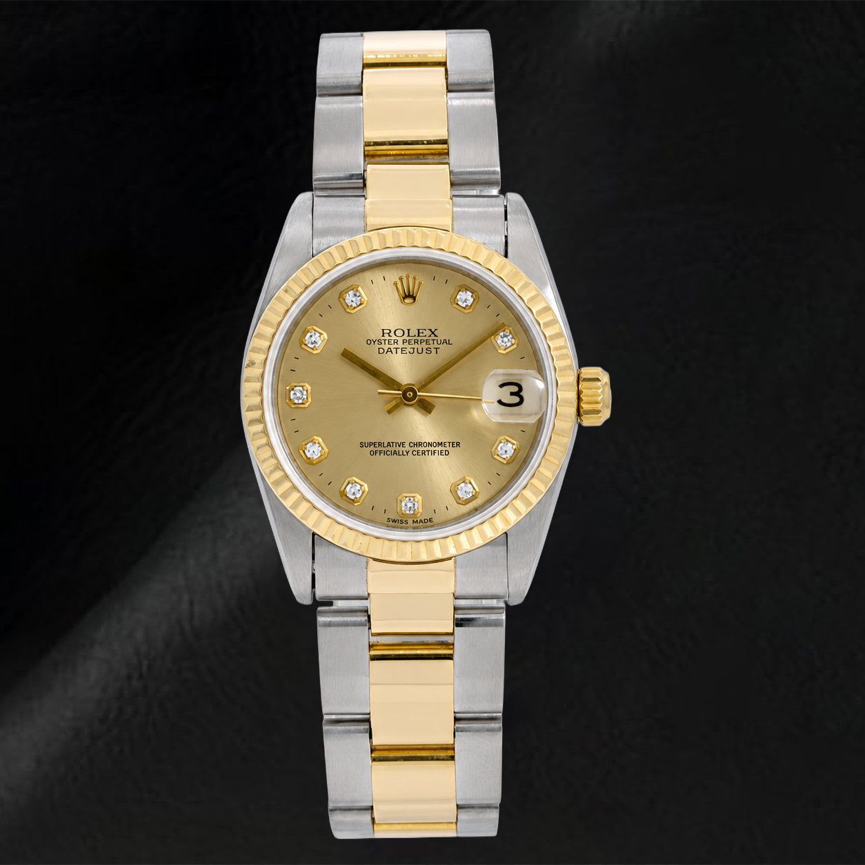 Rolex Datejust 6824 31mm Champagne Diamond Dial Two Tone Oyster Bracelet Watch