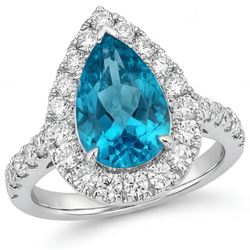 Fine Diamond Halo Setting Ring – Blue Diamond 3.5 ct 14K White