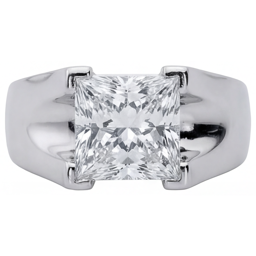 Fine Diamond Men's Ring 3 ct 14 Karat White Gold – angle view