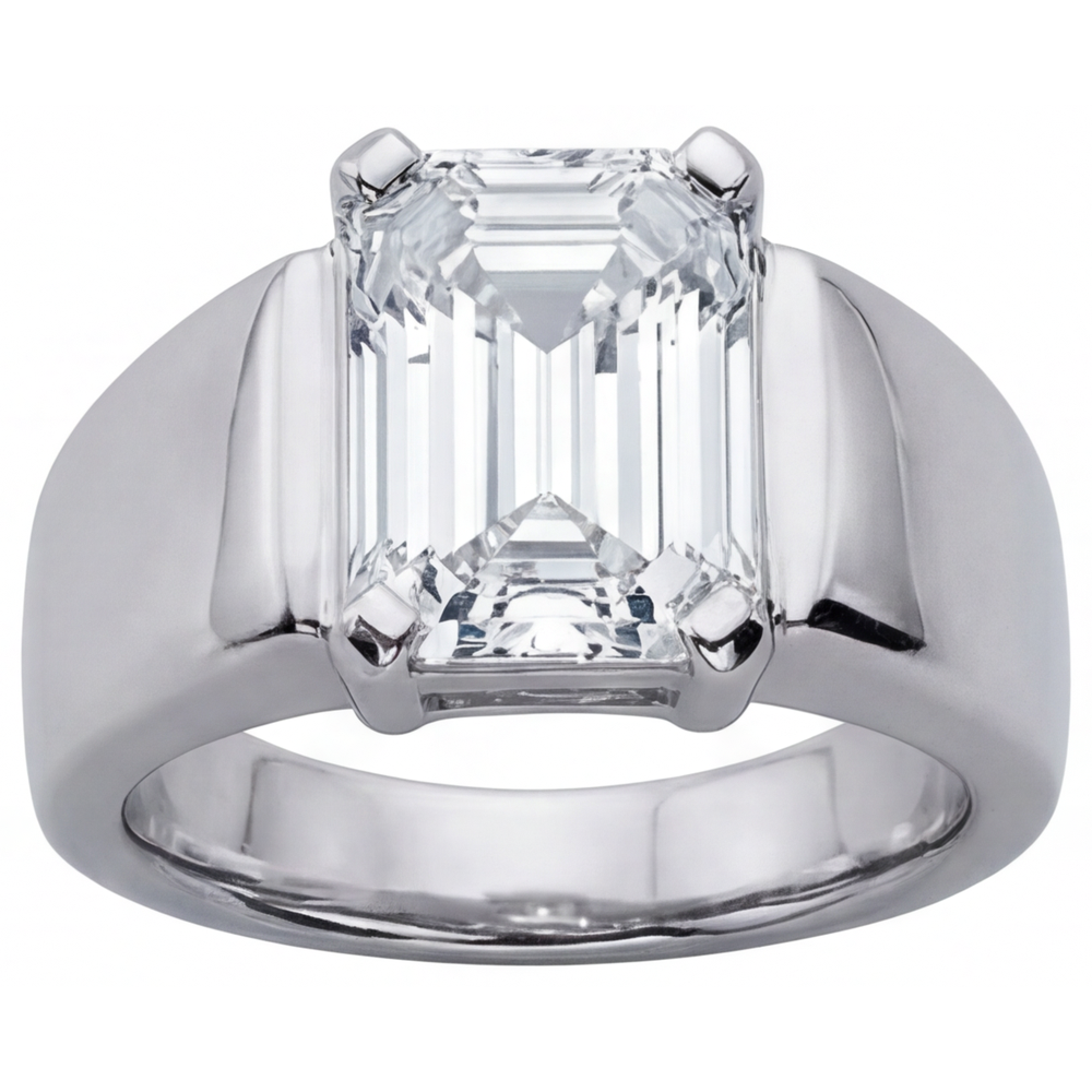 Men's Ring 14K White Gold with Fine Diamond – front view