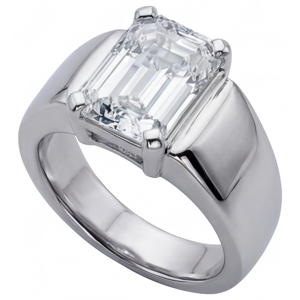 Fine Diamond Men's Ring 4-ct 14K White Gold – angle view