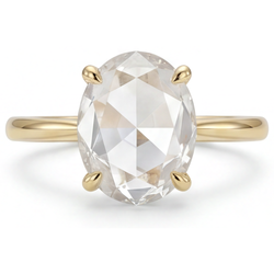 14K Yellow Gold Fine Diamond Ring – 4.25-ct Oval