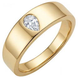 Real Fine Diamond Single Stone Ring – 14K Yellow Gold 0.75 ct