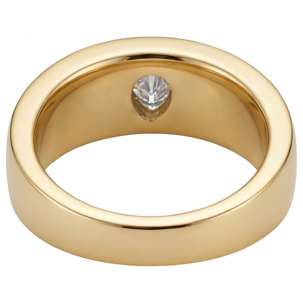 Real Fine Diamond Single Stone Ring 0.75 ct 14K Yellow Gold – profile view