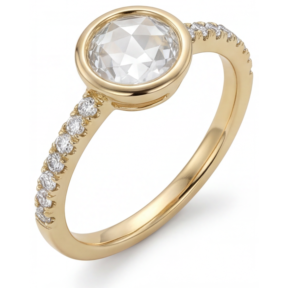 Genuine Fine Diamond Solitaire Engagement Ring 1.50 ct 14K Yellow Gold – front view