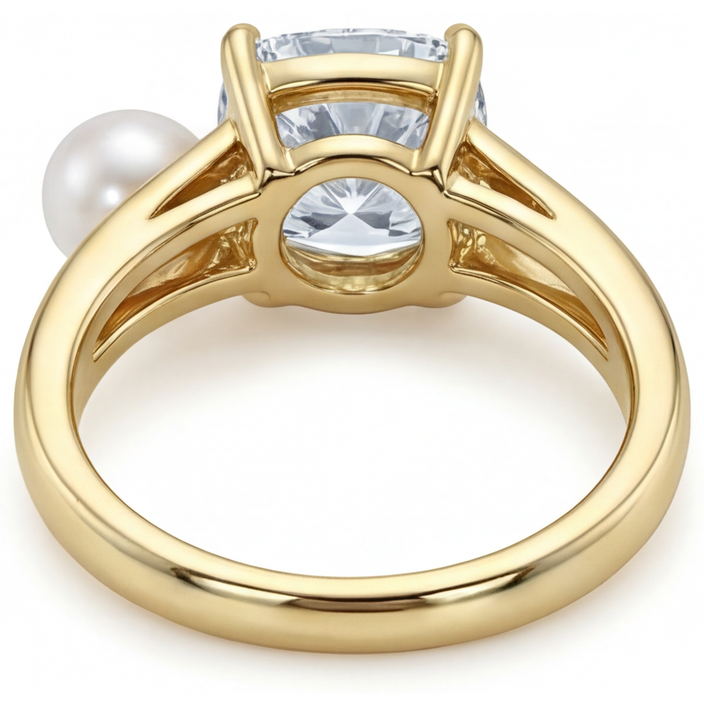 Fine Diamond Solitaire Ring 2-ct 14K Yellow Gold – back view