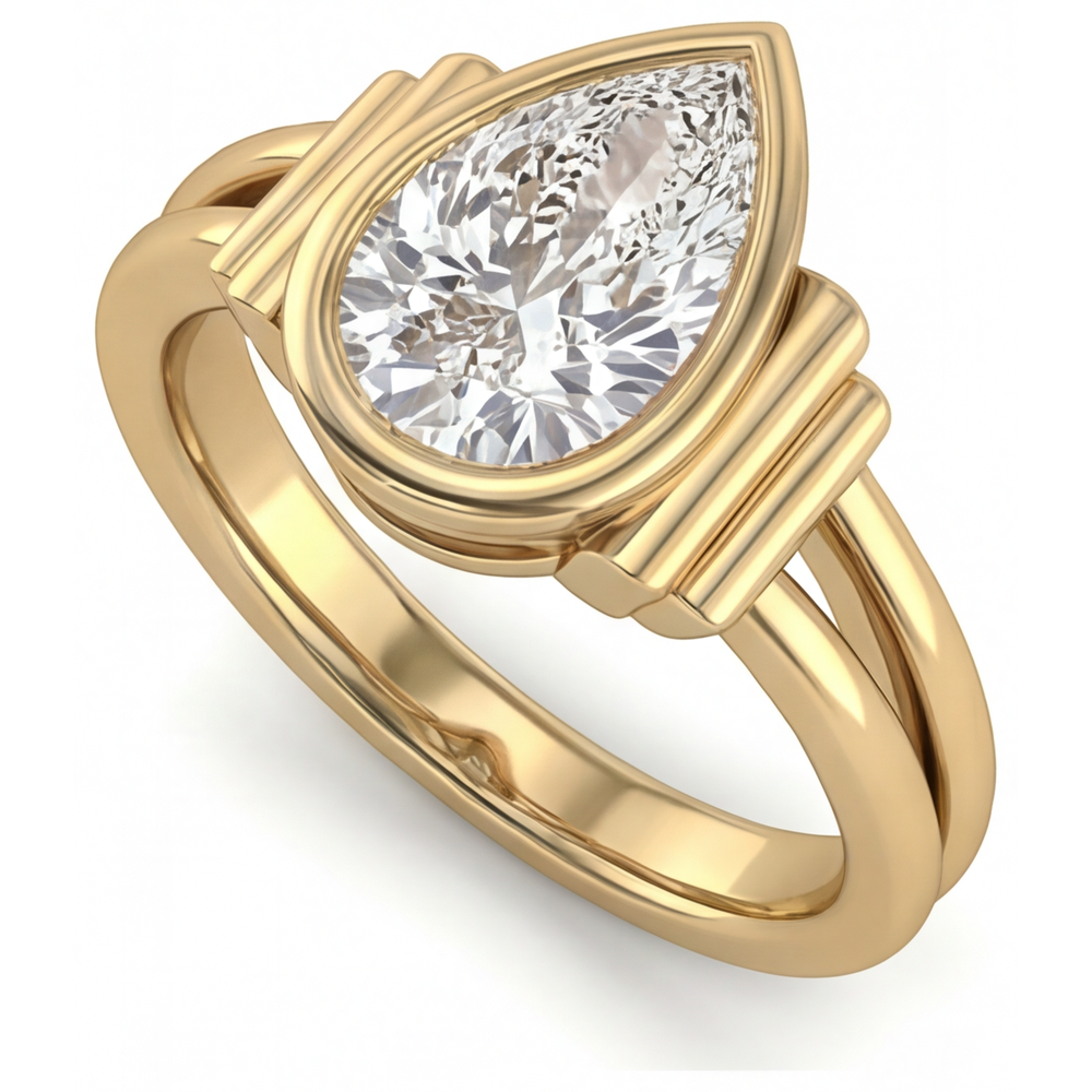 Real Fine Diamond Three Stone Ring – side view
