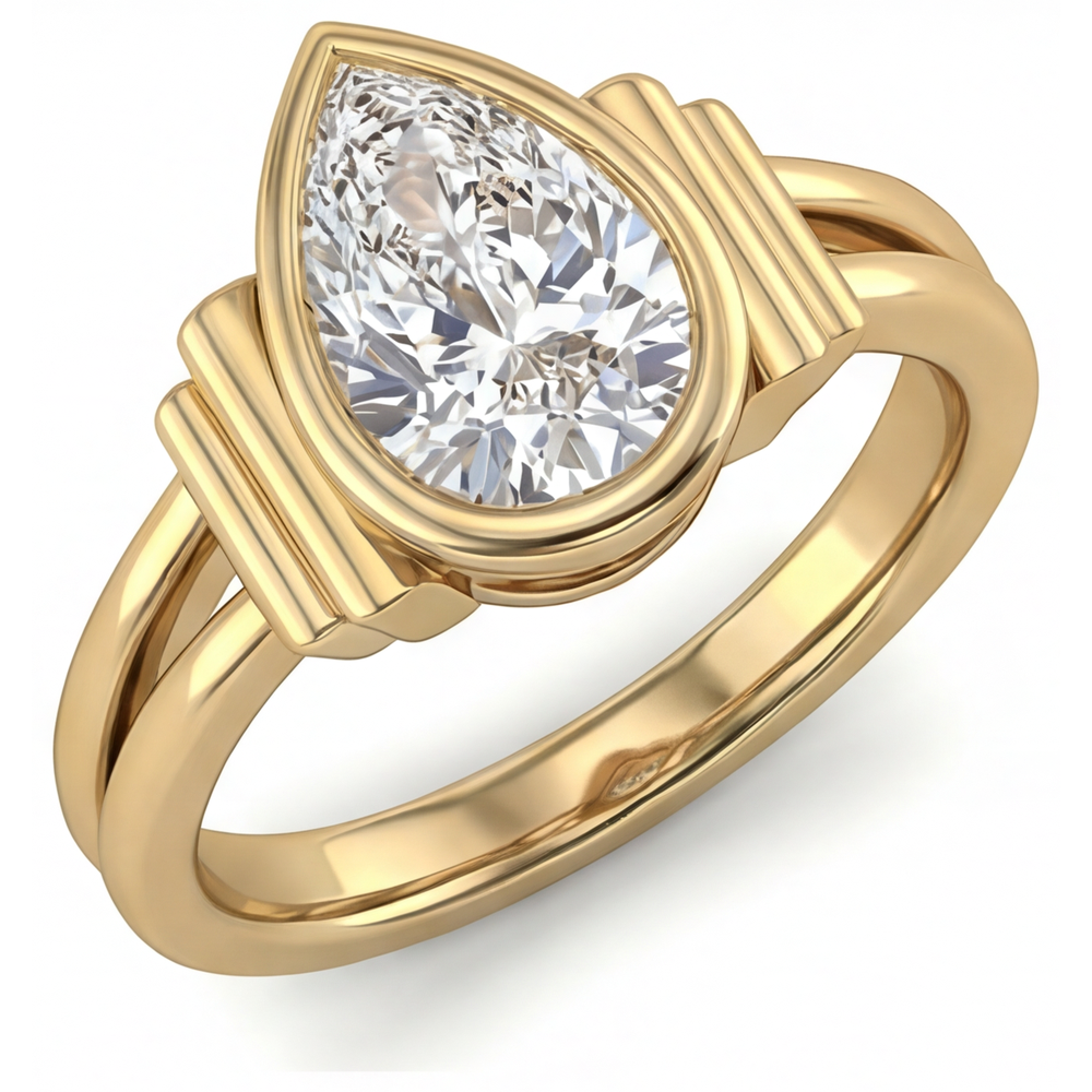 Fine Diamond Three Stone Ring 2-ct 14K Yellow Gold – angle view