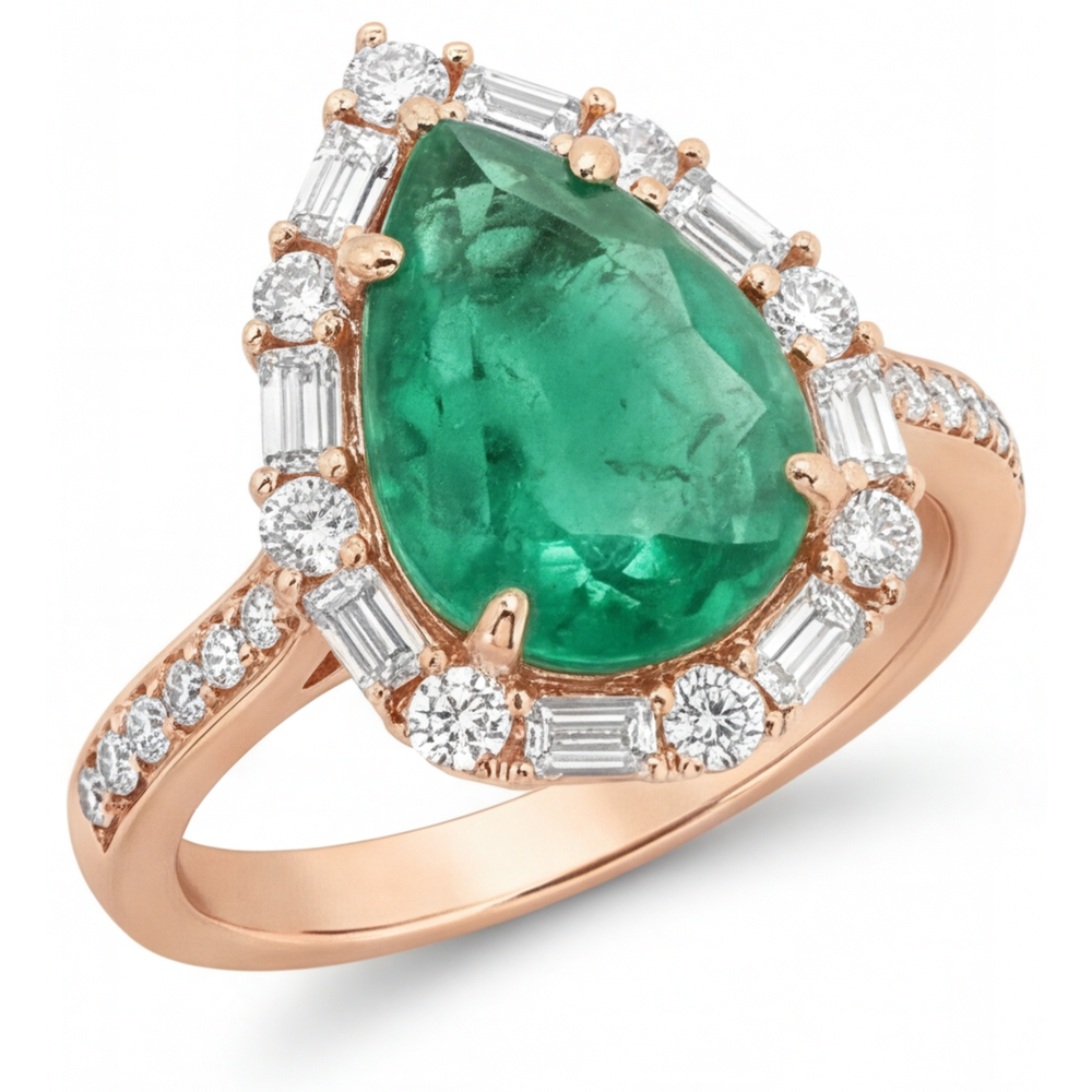 Custom Fine Emerald Halo Setting Ring 5 ct – main view