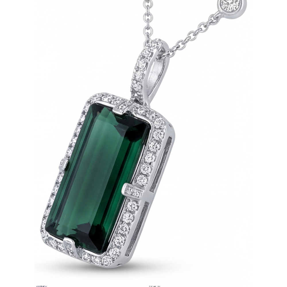 Fine Tourmaline Precious Stone Pendant 4.75-ct 14K White Gold – angle view