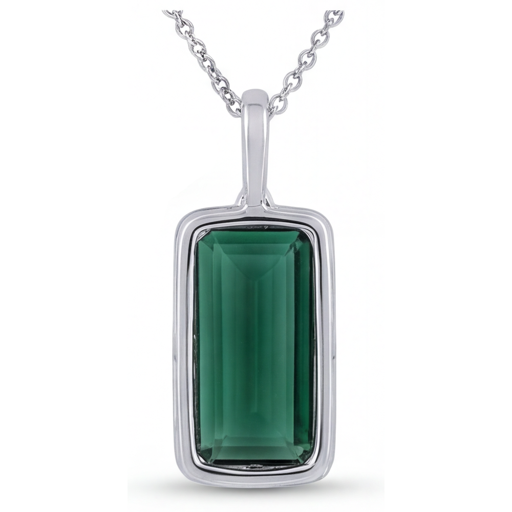 Genuine Fine Tourmaline Precious Stone Pendant – profile view