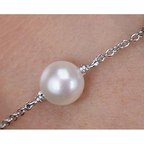 Pearl Bracelet 12 Mm Women White Gold New