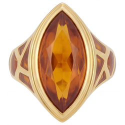 Men's Natural Golden Citrine Gemstone Ring – 14K Yellow Gold 11